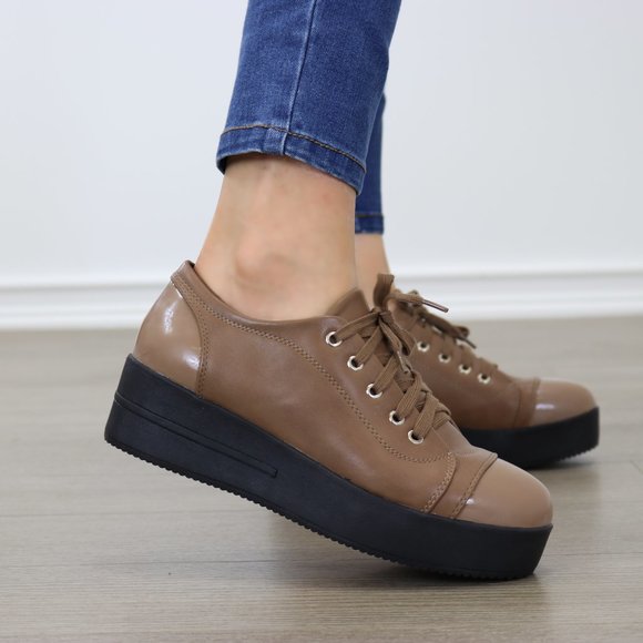 Shoes - Brown Fashion Creeper Sneakers